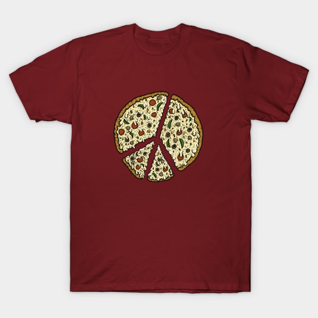 Peace Pizza T-Shirt by Jitterfly